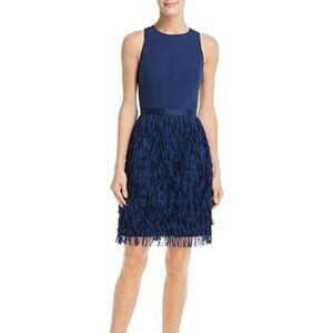 Aidan by Aidan MattoxFringe-Trimmed Cocktail Dress